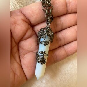 Flowers‎ & Vine Wrapped Semi Precious Gemstone Pendant Necklace Energy Cr…